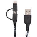 Energea NyloTough Cable 2 in 1 Micro USB + Lightning 1.5 m Black