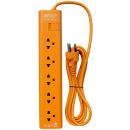 Anitech H1135-OR 5 Socket 1 Switch Power Strip Orange