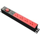 Power Connex Power Bar 4 Sockets with Surge Protection & Overload Protection Black Red (PXC5PHTNS-TS04)