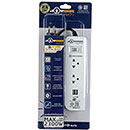 Joyous Power Strip 2 Outlets + 1 Switch+ 2 x USB 2 m White (JY212-2U)