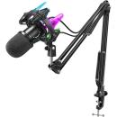 FIFINE K651 USB Dynamic Microphone Bundle with RGB Shock Mount Black