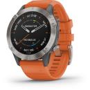 GARMIN Fenix 6 Sapphire Edition Multisport Fitness Smartwatch Titanium with Ember Orange Band