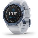 GARMIN Fenix 6 Pro Solar Multisport Solar Smartwatch Mineral Blue with Whitestone Band