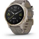 GARMIN Fenix 6S Sapphire Edition Multisport Fitness Smartwatch Light Gold-tone with Shale Gray Leather Band