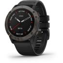 GARMIN Fenix 6X Sapphire Edition Multisport Fitness Smartwatch Carbon Gray DLC with Black Band