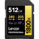 Lexar 512GB Professional 1800x SDXC UHS-II Memory Card Gold Series (LSD1800512G)