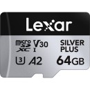 Lexar 64GB Professional Silver Plus MicroSDXC Memory Card (LMSSIPL064G)